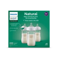 Philips Avent Glass Natural Baby Bottle With Natural Response Nipple, 8oz, 3pk, SCY913/03