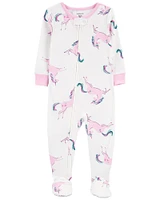 Carter's One Piece Pink Unicorn Sleep and Play White