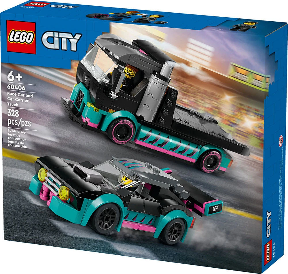 LEGO City La voiture de course et le camion porte-voitures Jouet de construction 60406