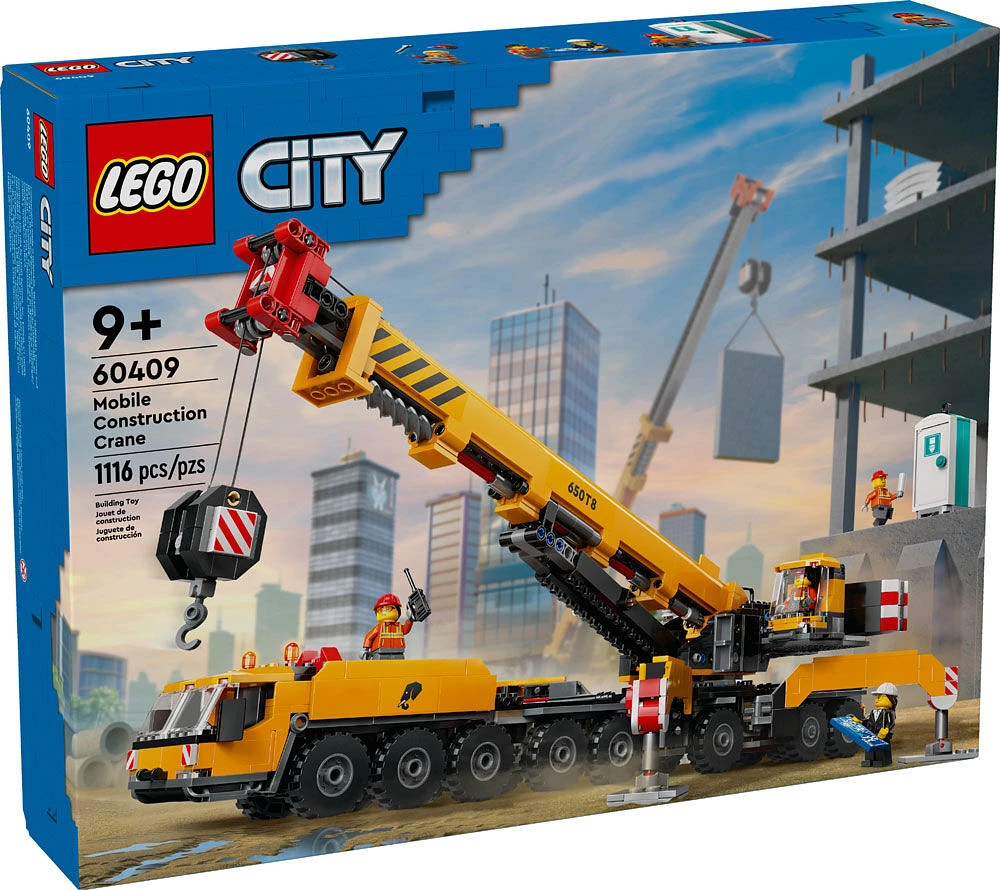 LEGO City Yellow Mobile Construction Crane Building Toy, Creative Birthday Gift for Kids, 60409