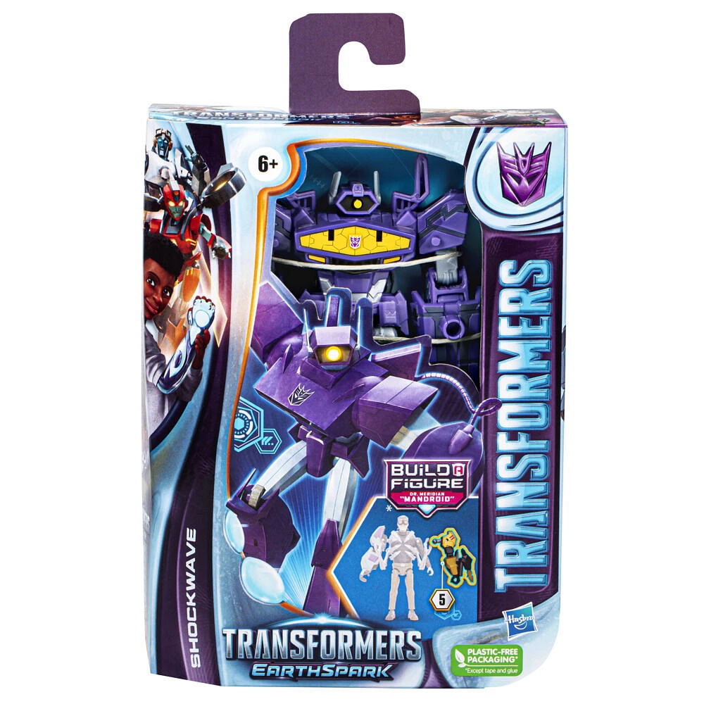 Transformers Toys EarthSpark Deluxe Class Shockwave, 5" Action Figure, Robot Toys for Kids Ages 6 and Up