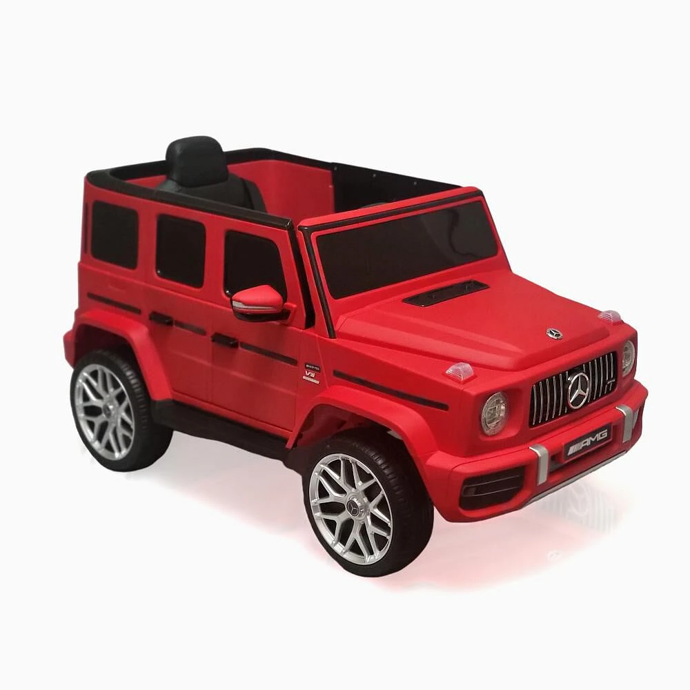 KIDSVIP Voiture 1 place pour enfants Mercedes G63 12V sous licence officielle avec roues en caoutchouc, musique, RC - rouge mat