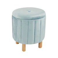 Kvell Pouf De Rangement Rond 15" Bleu