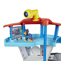 PAW Patrol, Lookout Tower Playset avec lance-véhicule, 2 figurines articulées Chase, voiture de police et accessoires