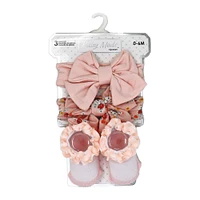 Baby Mode Signature 3 Piece  Headband & Sock Set: Rose Floral