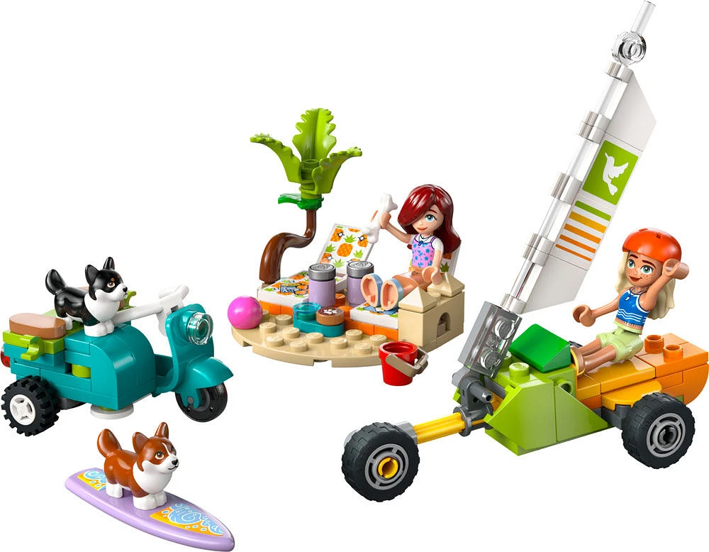 LEGO Friends Surfing Dogs and Scooter Adventure - Building Toy Pretend Play Set - with 2 Minidolls - 42641