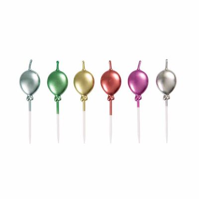 Met Balloon Pick Bday Candles Assorted colours 6 pieces