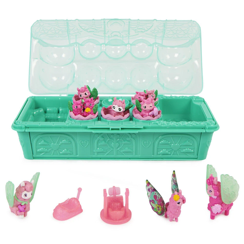 Hatchimals CollEGGtibles, Rainbow-cation Llama Family Carton with Surprise Playset, 10 Characters, 2 Accessories