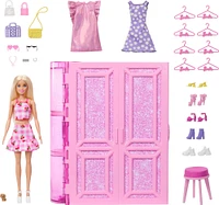 Barbie Dream Closet Toy Playset with Fashion Doll, Clothes, & Accessories, 3-ft-Wide with 25+ Pieces