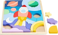 Fisher-Price Wooden Space Blocks Puzzle for Preschool Kids, 42 Wood Pieces