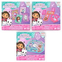 Gabby's Dollhouse, Coffret cadeau de 3 jeux, jeu Pop-Up, dominos, cartes géantes, jouets Gabby et la maison magique