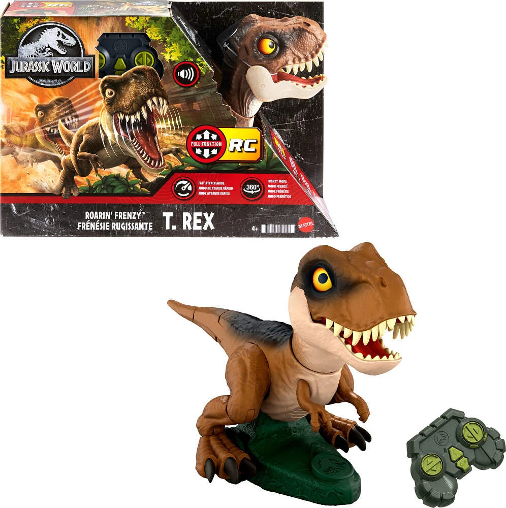 Jurassic World Roarin' Frenzy T Rex RC Toy, Motorized Remote Control Tyrannosaurus Rex Dinosaur