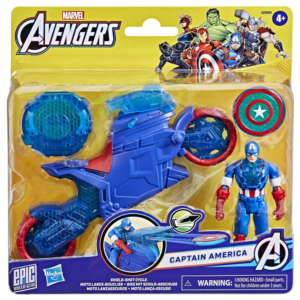 Marvel Avengers Epic World of Action Captain America Shield-Shot Cycle, Figure & Toy Motorcycle