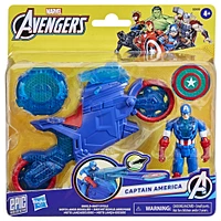 Marvel Avengers Epic World of Action Moto lance-bouclier Captain America, figurine et moto