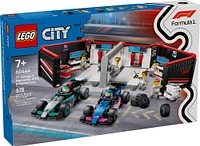 LEGO City Le garage de F1 et les voitures Mercedes-AMG et Alpine, ensemble de jeu avec 2 voitures de course 60444