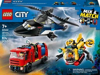 LEGO City Ensemble hélicoptère, camion de pompiers et sous-marin, ensemble de construction de jouet pour les enfants de 7 ans et plus 60462