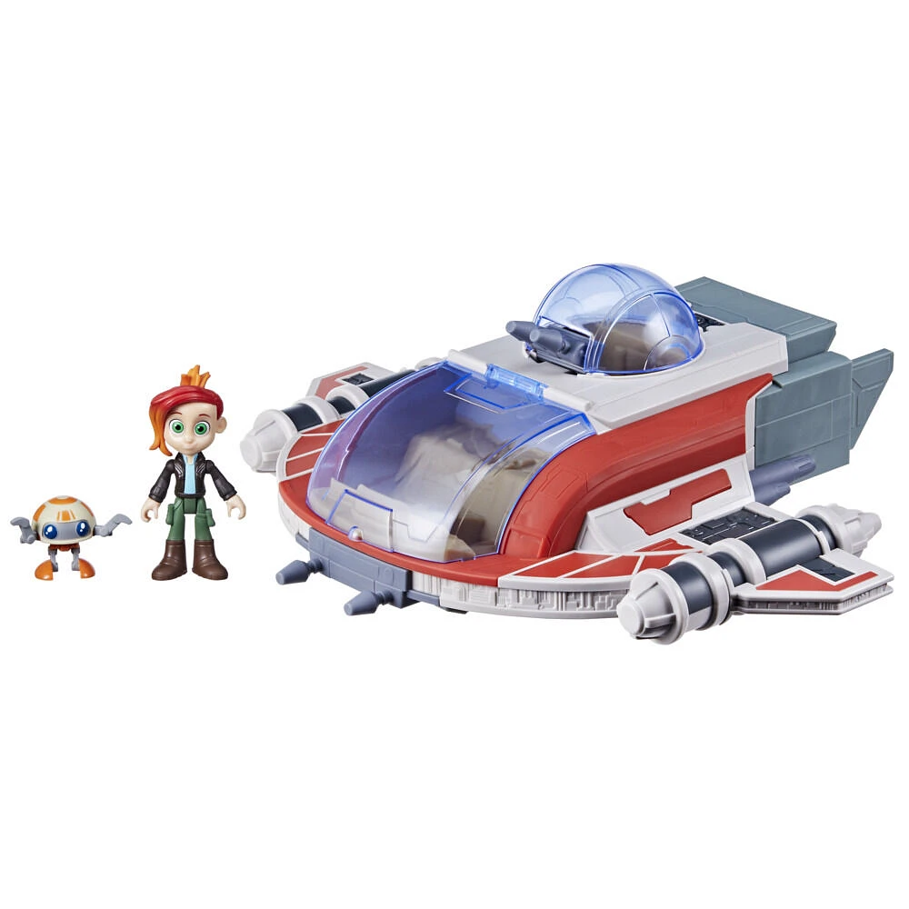 Star Wars Young Jedi Adventures The Crimson Firehawk, 17 Inch Star Wars Ship with 2 Action Figures, Star Wars Toys for Kids