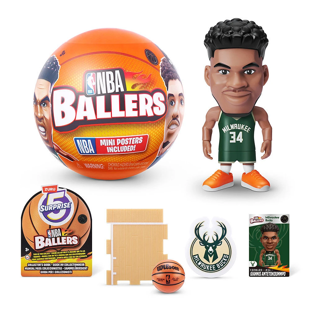 5 Surprise NBA Ballers - 1 par commande, la couleur peut varier (Chacun vendu séparément, sélectionné au hasard)