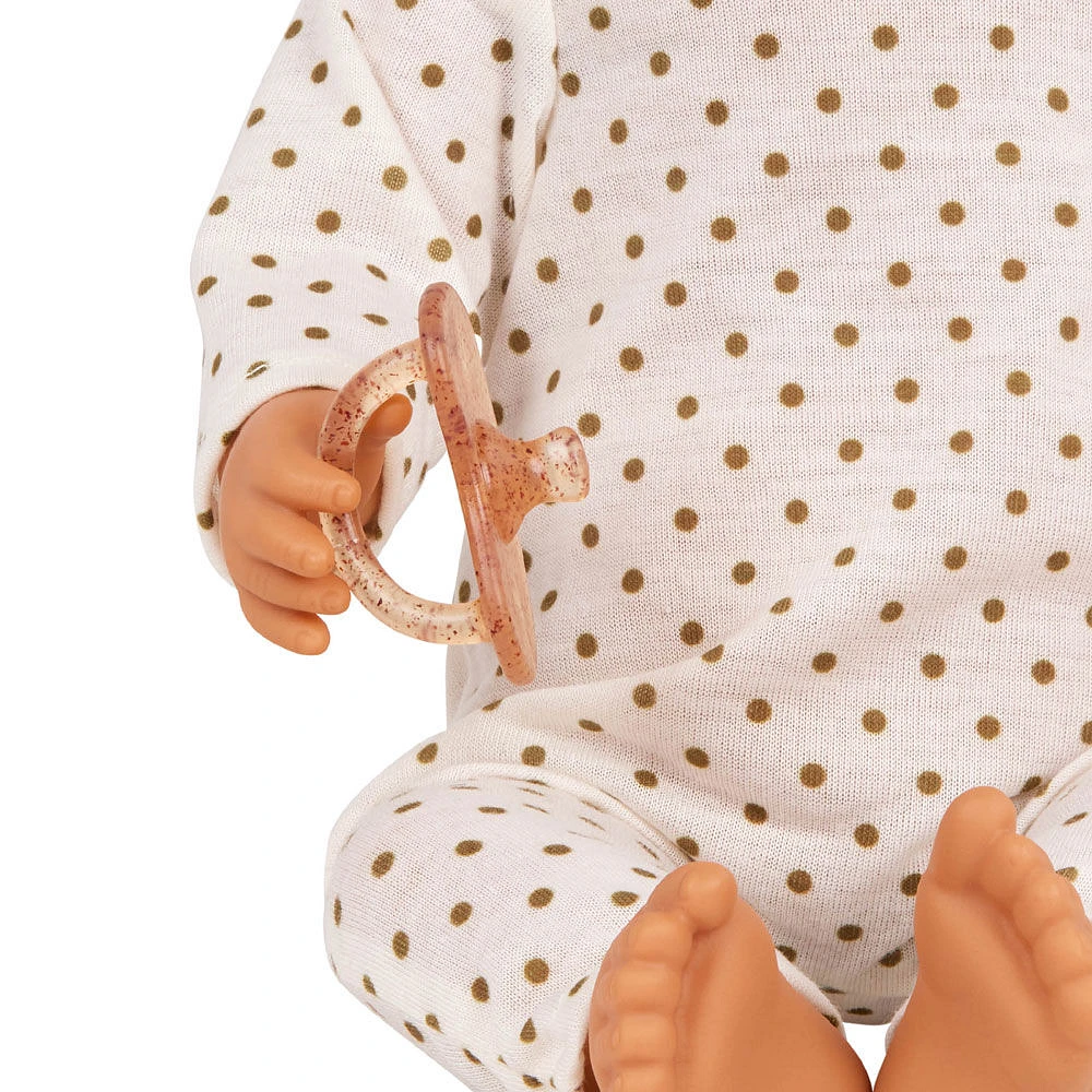 LullaBaby Baby Doll - Ivory Polka Dot Pajama Brown Eyes & Olive Skin Tone