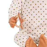 LullaBaby Baby Doll - Ivory Polka Dot Pajama Brown Eyes