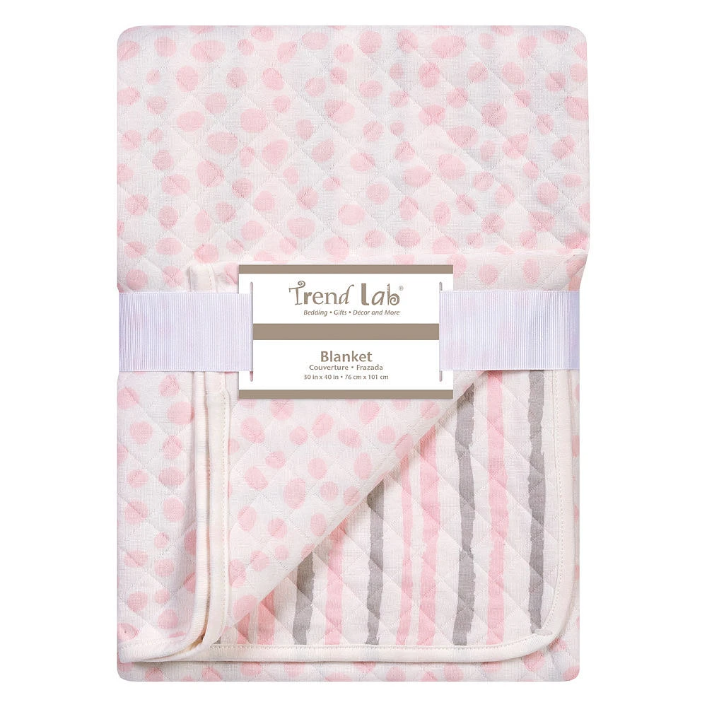 Trend Lab Pink and Gray Cloud Knit Blanket