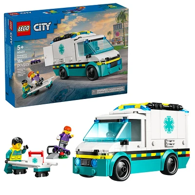 LEGO City L'ambulance d'urgence, ensemble de construction de camion pour amateurs de modèles de véhicules âgés de 5 ans et plus 60451