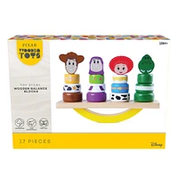 Disney Wooden Toys Toy Story Balance Blocks, 17-Piece Set Features Woody, Buzz Lightyear, Jessie, and Rex - English Edition