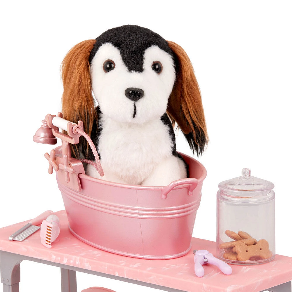 Our Generation Scrub & Style Pet Grooming Set - Bathtub & Care Accessories for 18-inch Dolls