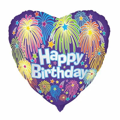 Heart Bday Fireworks Foil 18" - English Edition