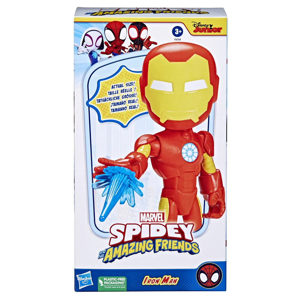 Marvel Spidey and His Amazing Friends Supersized Iron Man 9-inch Action Figure, Preschool Super Hero Toy for Kids