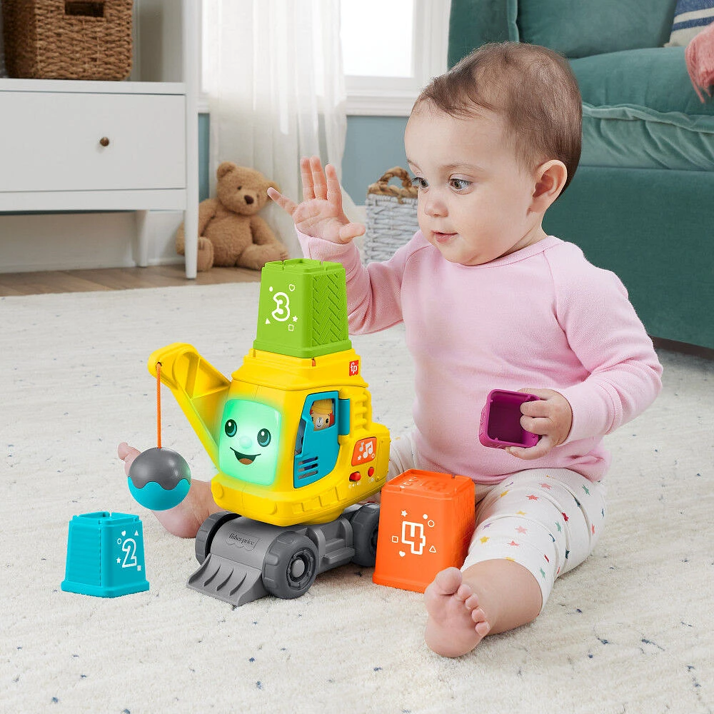 Fisher-Price Count & Stack Crane with Blocks, Lights & Sounds, Multi-Language Version