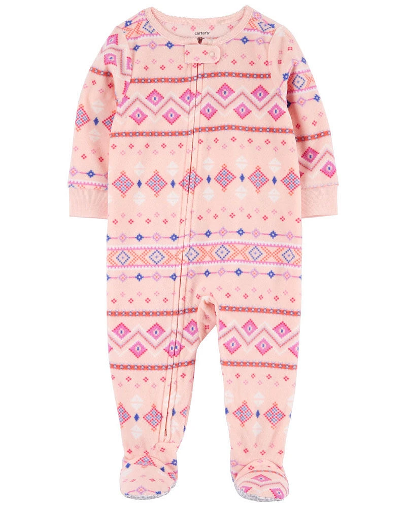Grenouillère 1 pièce en molleton à motif jacquard rose Carter's 12M