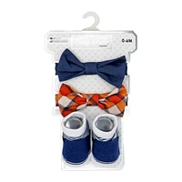 Baby Mode Siganture 3 Piece Bowtie & Sock Set: Navy Plaid