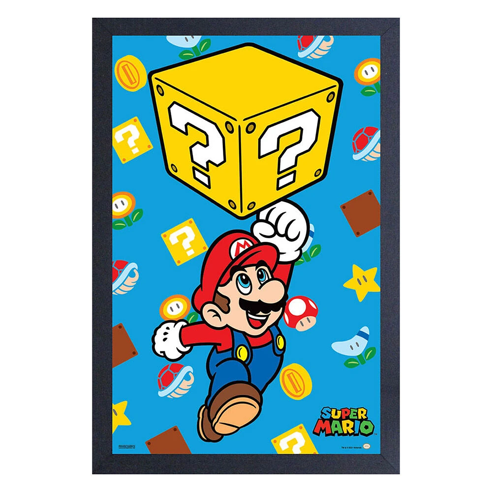 11X17 Tirage encadré-Super Mario-Saut de bloc