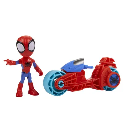 Marvel Spidey and His Amazing Friends, Spidey Action Figure, Toy Motorcycle