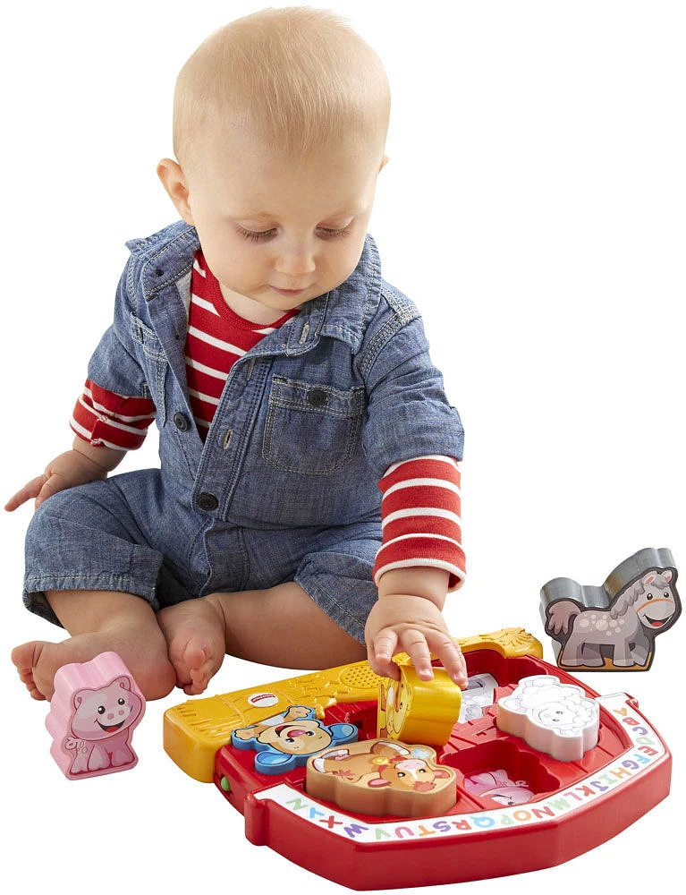 Fisher-Price Laugh and Learn Farm Animal Puzzle Shape Sorting Baby Toy with Music and Sounds - English Edition