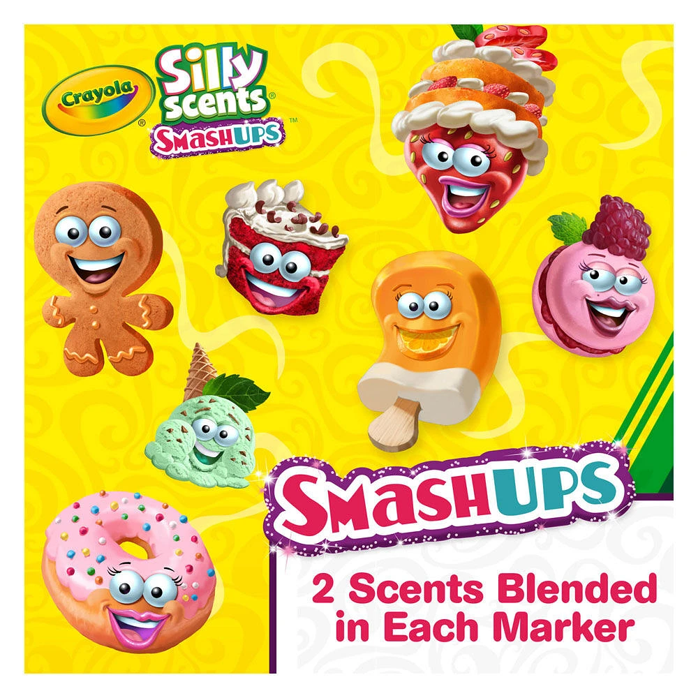 Marqueurs lavables fins Silly Scents Smash-Ups, boîte de 10
