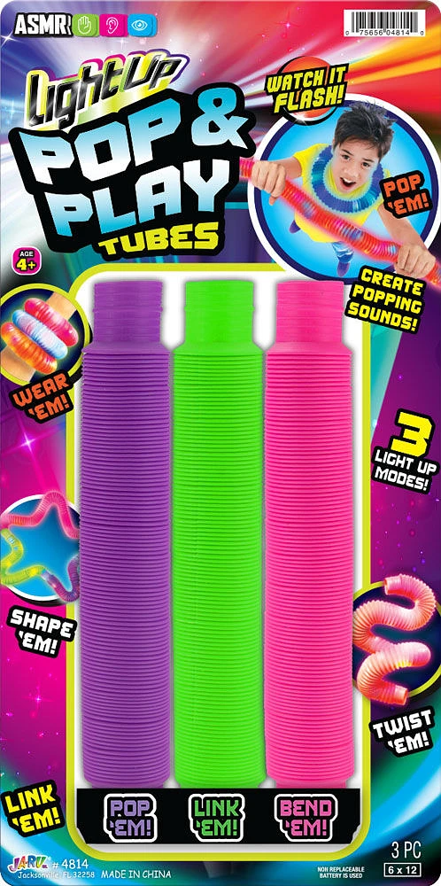 Light Up Pop N Play Tube 3 Pk - English Edition - 1 per order, colour may vary (Each sold separately, selected at Random)