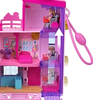 Polly Pocket Barbie Dreamhouse Compact, Dollhouse Playset with 3 Micro Dolls, 1 Pet & 11 Accessories