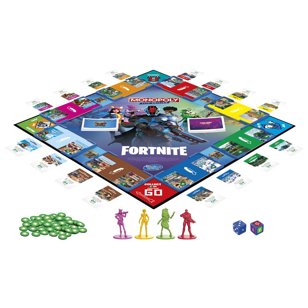 Monopoly Flip édition : Fortnite, jeu de plateau Monopoly inspiré du jeu vidéo Fortnite