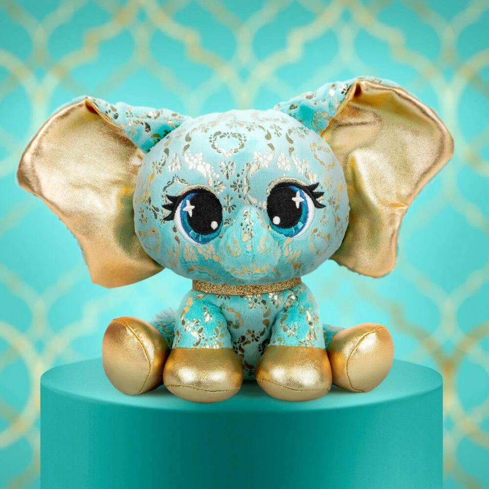P.Lushes Designer Fashion Pets Bella L'Phante Limited Edition Elephant Stuffed Animal, Turquoise/Gold, 6"