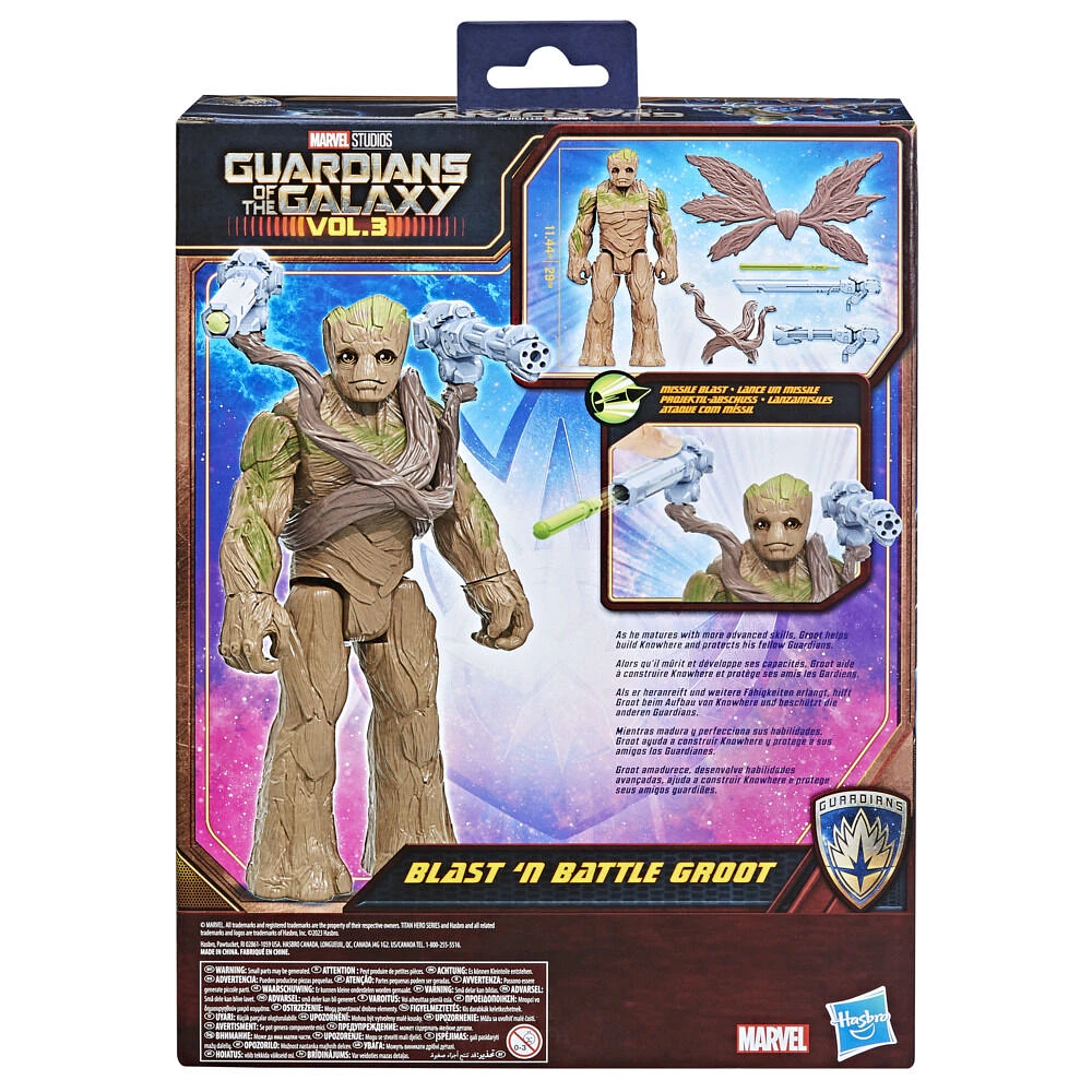 Marvel Studio's Gardiens de la galaxie Vol. 3, Titan Hero Series, figurine deluxe Blast 'N Battle Groot de 29 cm