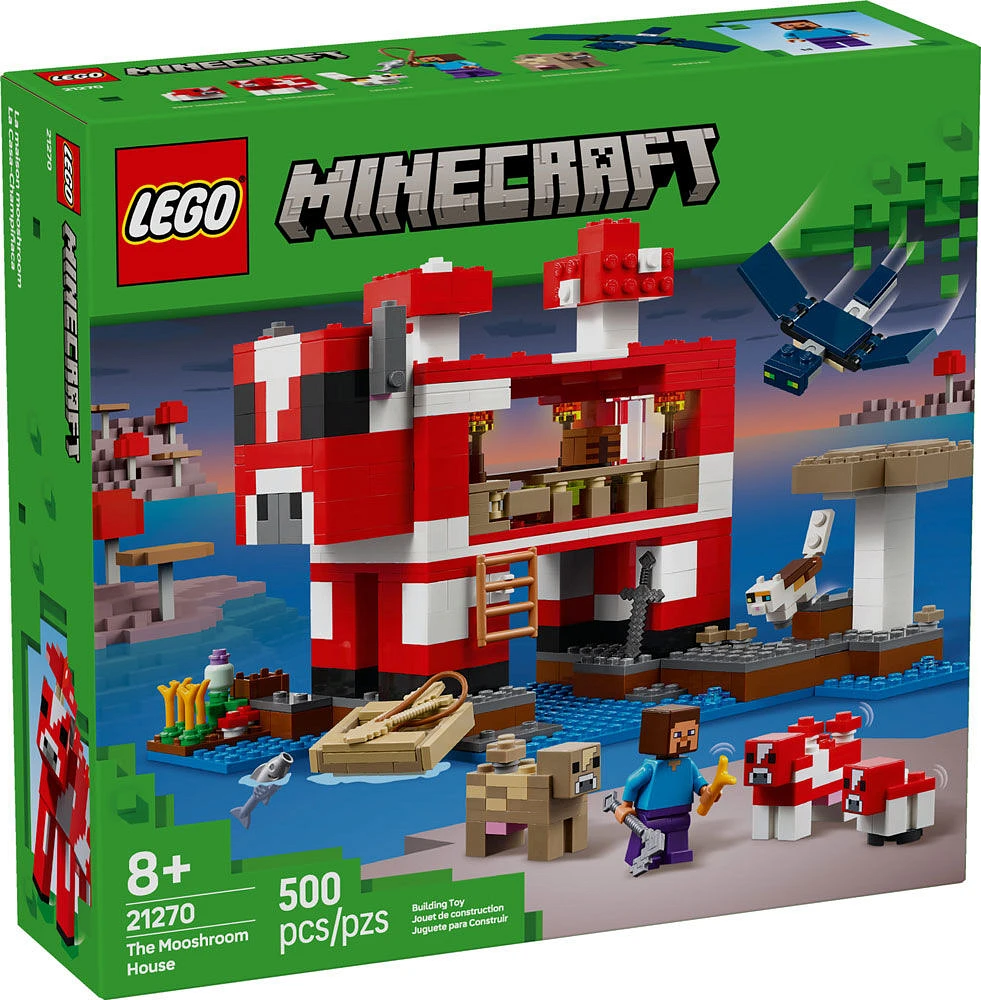 LEGO Minecraft The Mooshroom House Toy Figures and Playset - Building Toy - with Steve Minifigure - 21270