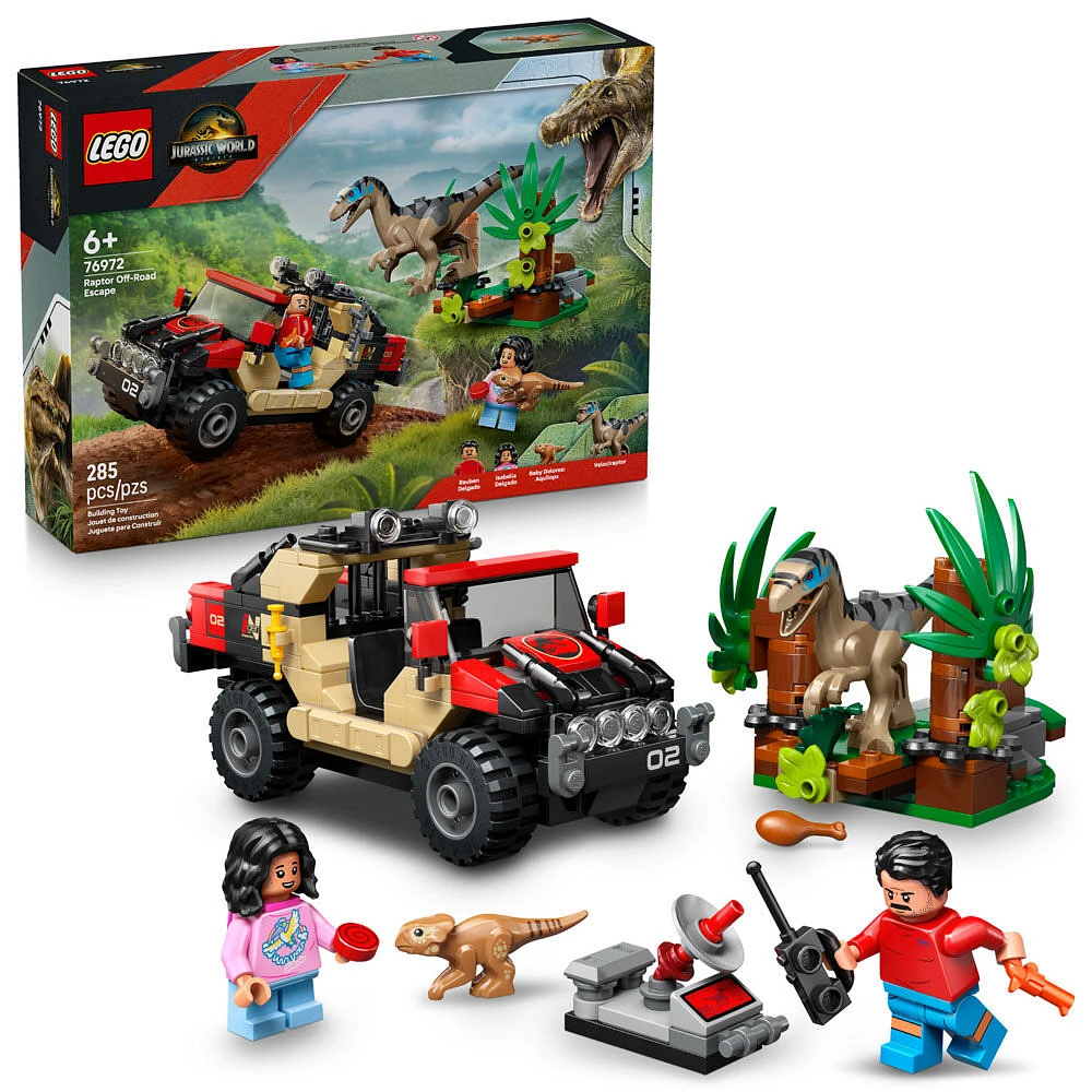 LEGO Jurassic World Raptor Off-Road Escape Dinosaur Toy - Building Toy for Kids, Ages 6+ - 76972