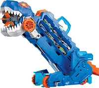 Hot Wheels City-Transporteur T-Rex pour +20 voitures, piste de course