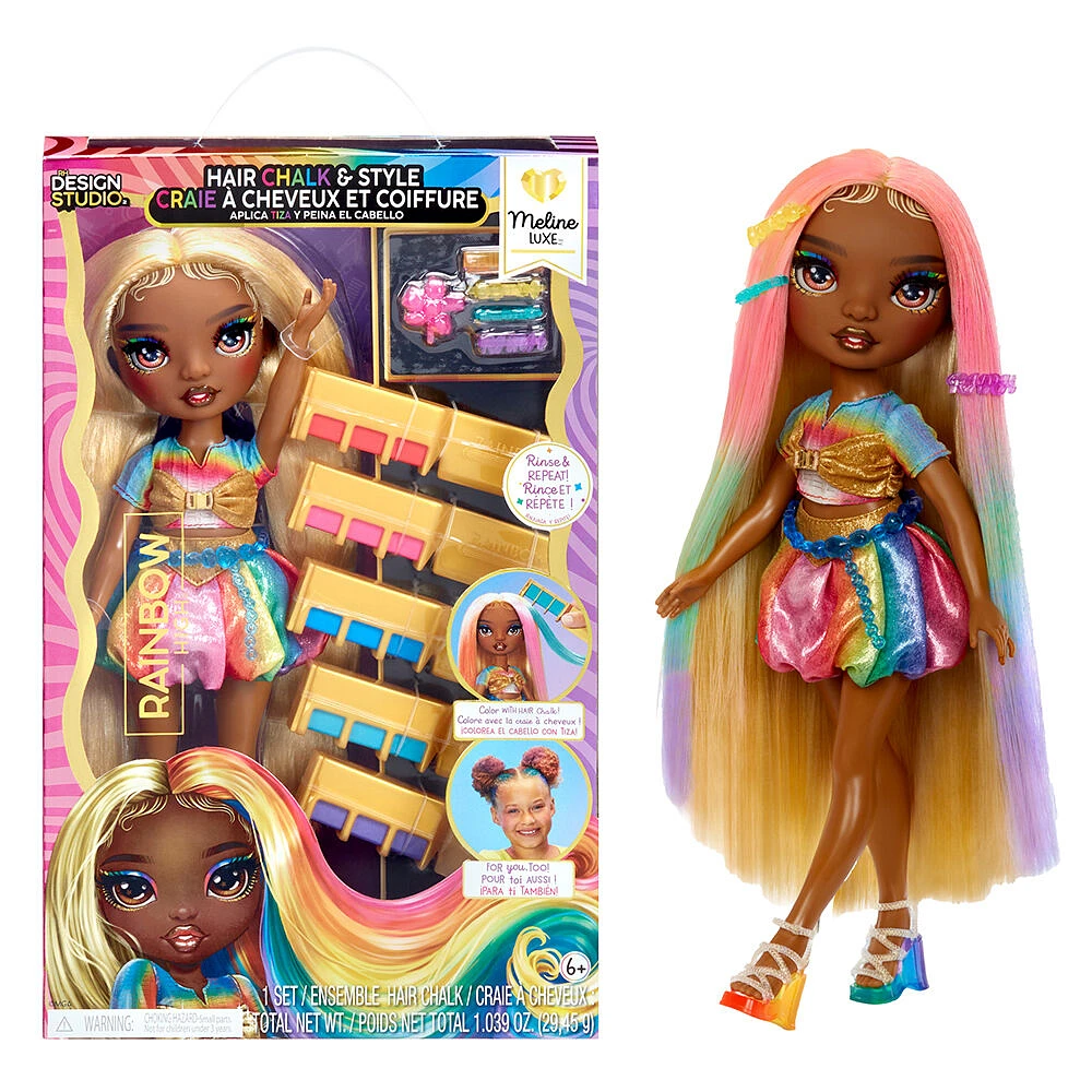 Rainbow High Hair Chalk & Style Meline - Rainbow & Gold 11" Doll