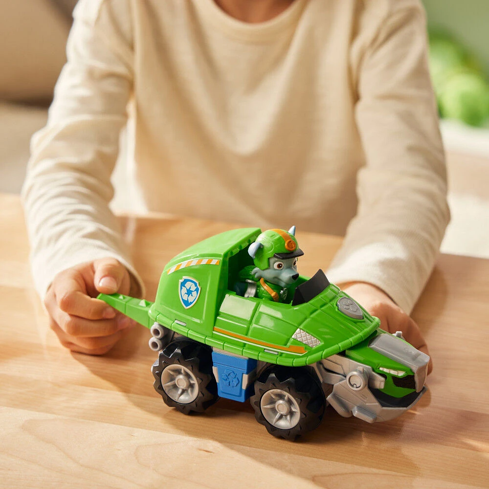 PAW Patrol Jungle Pups, Rocky's Turtle Vehicle, Camion avec figurine à collectionner