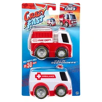 Little Tikes, My First Cars, Crazy Fast Cars 2-Pack Racin' Responders, Fire Truck, Ambulance, Pullback Toy Car Vehicle Goes up to 50 ft