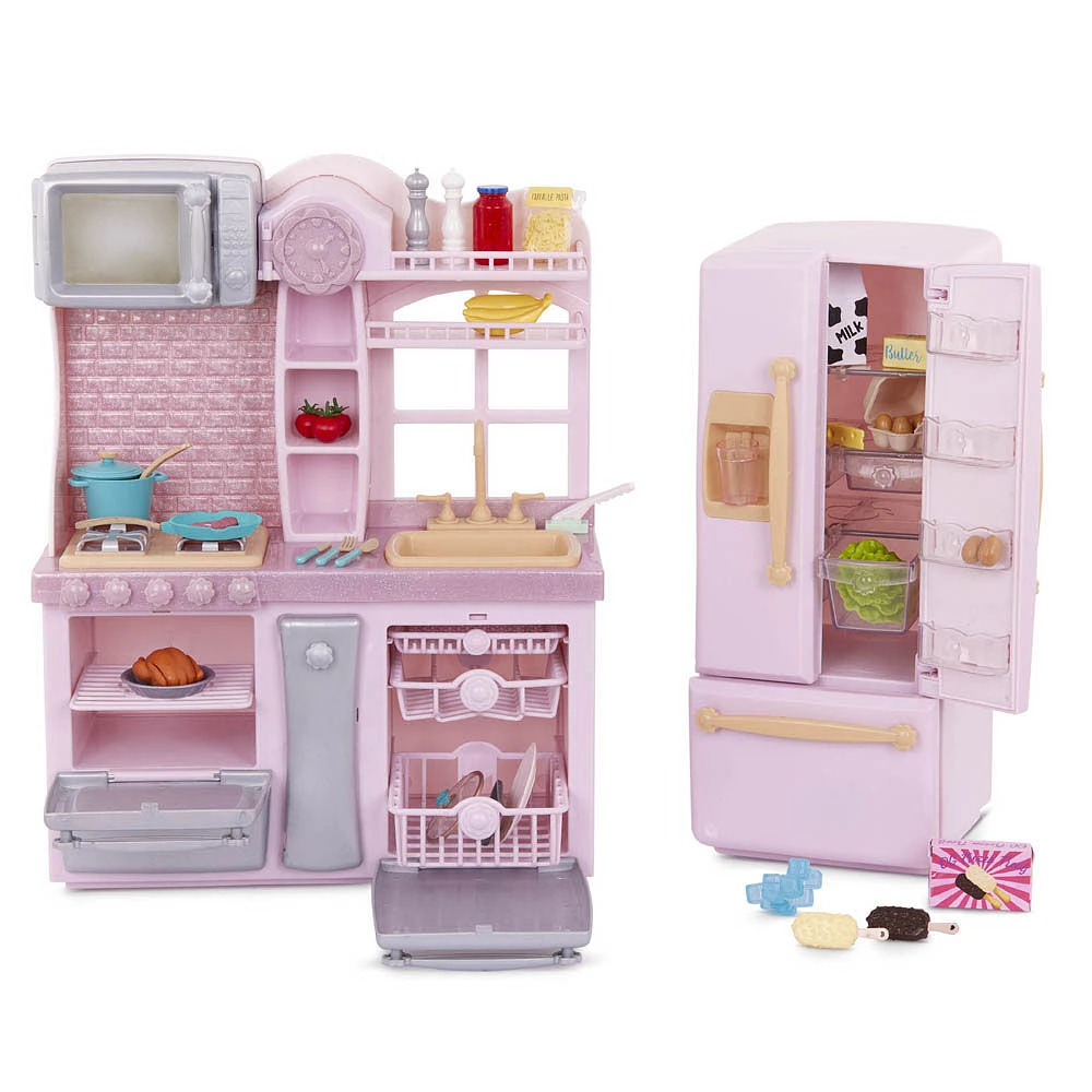 Our Generation Gourmet Kitchen Set Pink Home Kitchen & Play Food for 18-inch Dolls