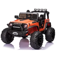 KidsVip 24V EVA Big Wheels Edition Kids Ride On Truck W/ RC- Orange - English Edition